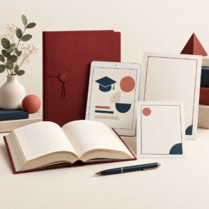 Carte deschisă, tabletă și documente pentru publicarea unei resurse educaționale.